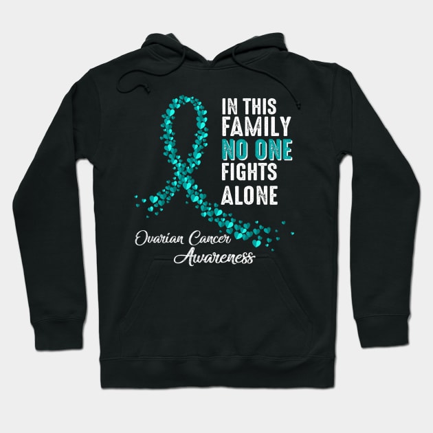 In Family No One Fights Alone Ovarian Cancer Awareness Hoodie by CarolIrvine